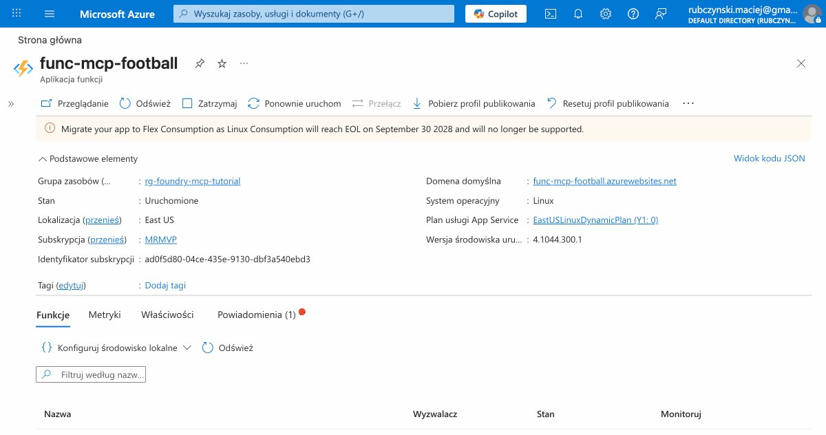 Functions list showing 3 MCP tools: compare_players, get_player_stats, search_players — all with mcpToolTrigger binding